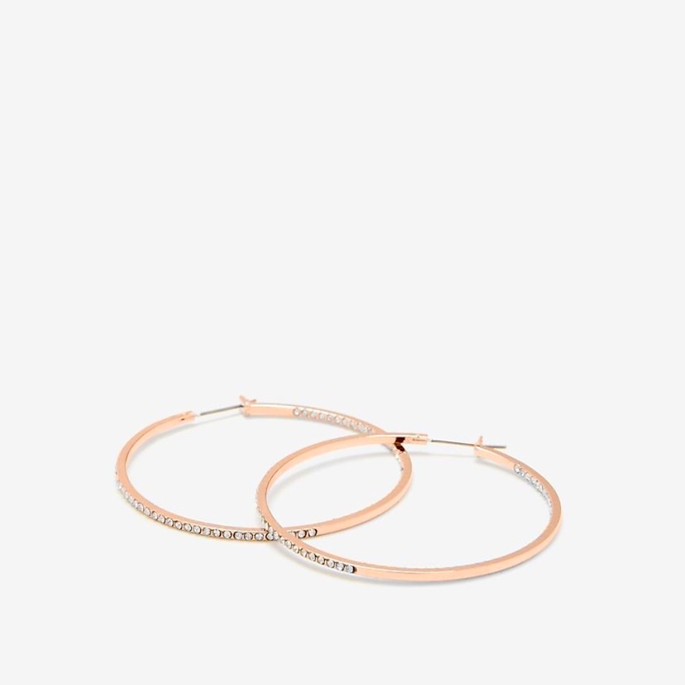 Express Rose Gold Hoops w/ Cubic Zirconia